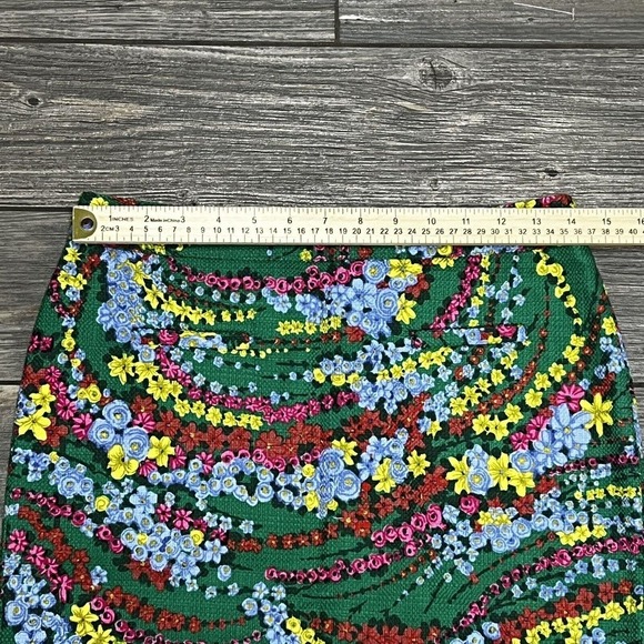Talbots Green Floral Staight Pencil Skirt Size 2 Woven 28 1/2 Waist Stretch - Picture 5 of 16